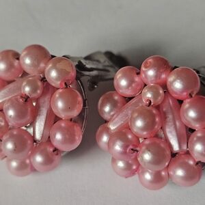Pink Pearl Cluster Earrings